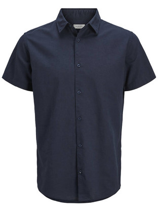 Jack & Jones Rebel Ανδρικό Πουκάμισο Λινό Κοντομάνικο Φαρδιά Γραμμή Navy Μπλε 12270668