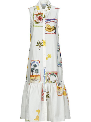 Desigual Barcelona Midi Καλοκαιρινό Καθημερινό Φόρεμα Σεμιζιέ Λευκό 25SWVW42-1001