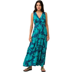 Vamp Maxi Καλοκαιρινό Καθημερινό Φόρεμα Floral Κρουαζέ Μεταξωτό Μπλε 22413
