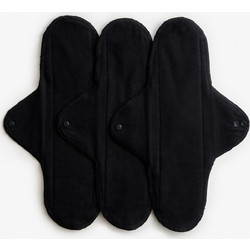 Imse Classic Black Long Επαναχρησιμοποιούμενες Σερβιέτες με Φτερά για Αυξημένη Ροή από Βαμβάκι 3τμχ