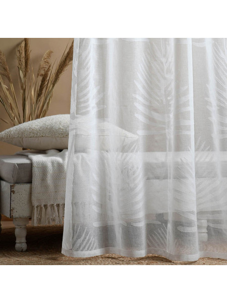 Spitishop Κουρτίνα Παραθύρου Floral με Τρουκς 140x260 Mansourah R6D064001VL White