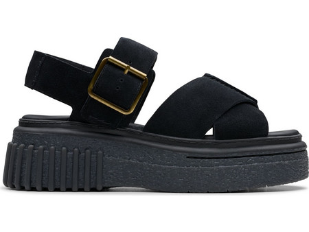Clarks Evamar Wish Ανατομικές Καλοκαιρινές Γυναικείες Πλατφόρμες Χαμηλές Μαύρες 26181199