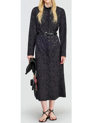 Semi Couture Midi Καλοκαιρινό Καθημερινό Φόρεμα Σεμιζιέ Μαύρο S5SG35