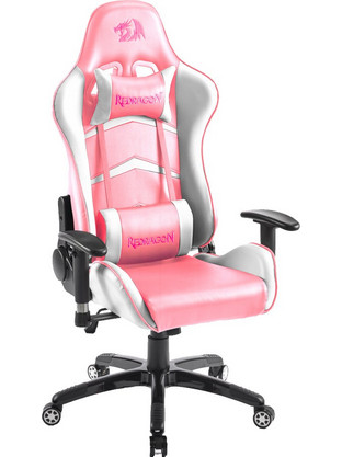 Redragon C326PW Καρέκλα Gaming Δερματίνης με Ρυθμιζόμενα Μπράτσα Ροζ Λευκή 28.16.0013