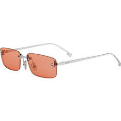 Fendi FE4172US 16J Γυναικεία Γυαλιά Ηλίου Ορθογώνια Μεταλλικά Ασημί με Πορτοκαλί Φακό