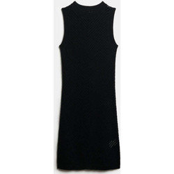 Superdry Midi Καλοκαιρινό Καθημερινό Φόρεμα Πλεκτό Μαύρο W8011870A