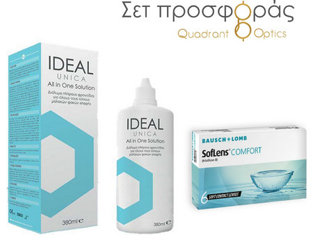Bausch & Lomb Μηνιαίοι Φακοί Επαφής 6τμχ + 1 Υγρό Φακών Ideal Unica 380ml