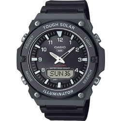 Casio Standard Ανδρικό Ρολόι Χρονογράφος Solar με Μαύρο Καουτσούκ Λουράκι AQ-S820W-1AVEF