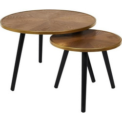 Home Deco Felix Τραπεζάκια Ζιγκόν Σαλονιού Στρογγυλά Μασίφ Ξύλο με Ξύλινη Βάση 2τμχ Φ60xΥ40cm HD7412