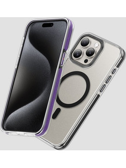 Hoco Magnetic Premium Series Anti-Drop Mag-charge Back Cover Clear/Purple (iPhone 15 Pro)