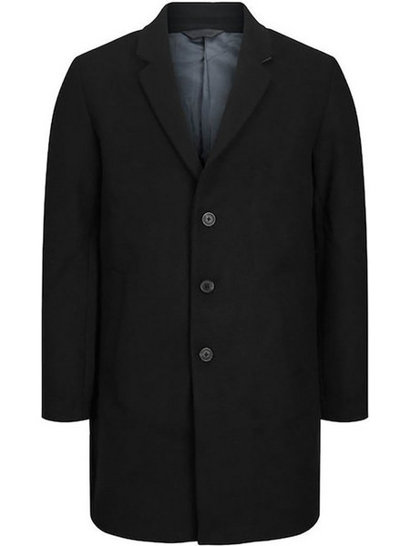 Jack & Jones Ανδρικό Παλτό Μακρύ Μάλλινο με Επένδυση Μαύρο 12263845