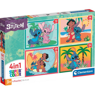 Παιδικό Puzzle Clementoni Super Color Disney Stitch 12 + 16 + 20 + 24 Κομμάτια