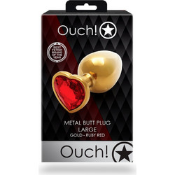 Ouch! Heart Gem Large Πρωκτική Σφήνα Diamond Plug 9.3cm Κόκκινη Χρυσή