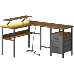 Vasagle Γωνιακό Γραφείο Ξύλινο με Βιβλιοθήκη 150x120x76cm