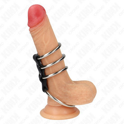 Kink 4 Metal Penis Rings 3.7cm to 5cm Δαχτυλίδι Πέους 3.7cm Μαύρο Ασημί