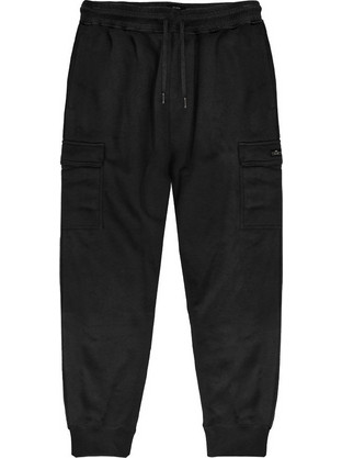 Double Ανδρικό Παντελόνι Φόρμας Fleece με Λάστιχο Μαύρο MPAN-6031
