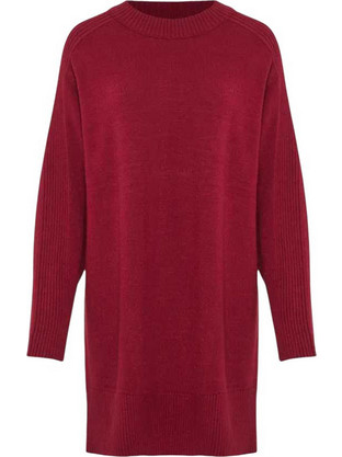 Funky Buddha Midi Καθημερινό Φόρεμα Πλεκτό Μπορντό FBL012-104-13