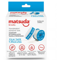 Matsuda Be Healthy Film Tape Διάφανη Επιδεσμική Ταινία 1.25cm x 5m