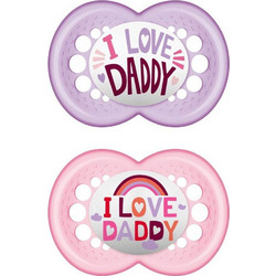 Mam I Love Mummy & Daddy Ανατομική Ορθοδοντική Πιπίλα Σιλικόνης 16m+ Ροζ Μωβ