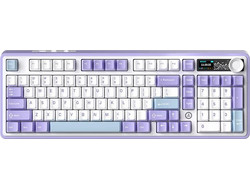 Ajazz AK980 Ασύρματο Μηχανικό Gaming Πληκτρολόγιο με Gift Διακόπτες RGB White Purple