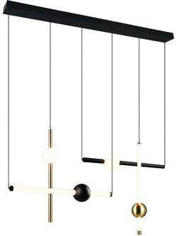 Trio Lighting Κρεμαστό Φωτιστικό Οροφής Ράγα Πολύφωτο LED με Φυσικό Λευκό Φως Μαύρο 331510680