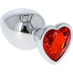 Toyz4lovers Heart Large Πρωκτική Σφήνα Diamond Plug 8cm Ασημί Κόκκινη