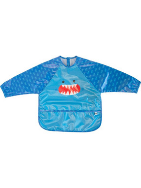 Zoocchini Sherman The Shark Αδιάβροχη Σαλιάρα Ποδιά Πλαστική με Αυτοκόλλητο Τσέπη & Μανίκια 6m+ Μπλε