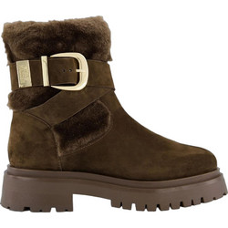 Steve Madden Γυναικεία Μποτάκια Αστραγάλου Suede με Χοντρό Χαμηλό Τακούνι και Γούνα 11004980-205