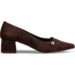 Envie Shoes Γόβες Suede με Χοντρό Χαμηλό Τακούνι Καφέ E02-22246-28
