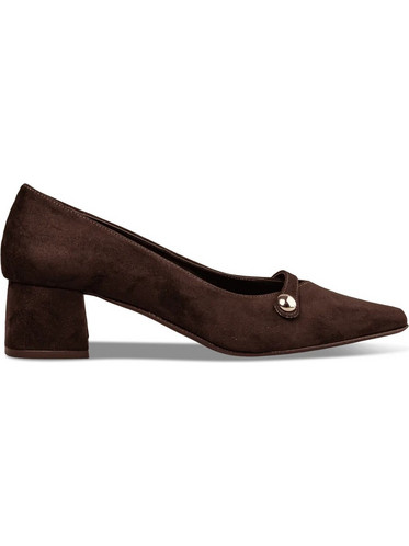 Envie Shoes Γόβες Suede με Χοντρό Χαμηλό Τακούνι Καφέ E02-22246-28