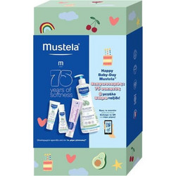 Mustela Happy Baby-Day Gentle Cleansing Gel 750ml + Nappy Cream 100ml + Hydra Bebe Facial Cream 40ml + Hydra Bebe Body Lotion 50ml + Car Sticker Baby On Board