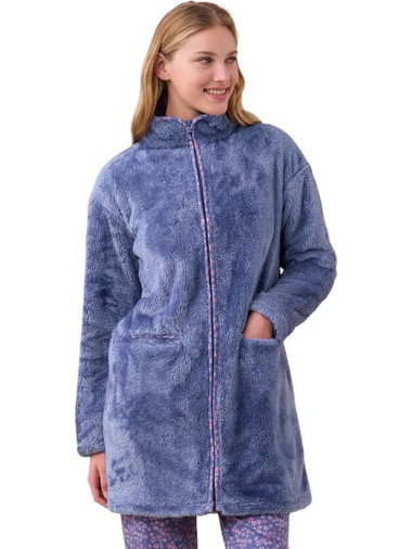 Noidinotte Γυναικεία Ρόμπα Χειμωνιάτικη Fleece Μπλε GE3009