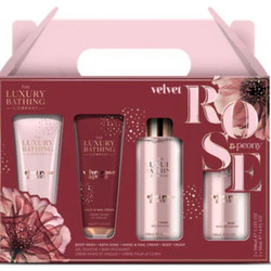 Grace Cole Velvet Rose & Peony Body Cream 50ml + Hand Cream 50ml + Bath Soak 100ml + Body Wash 100ml