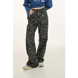 PCP Embroidey Leopard Ψηλόμεσο Γυναικείο Τζιν Παντελόνι Κανονική Εφαρμογή Σοκολατί Χακί