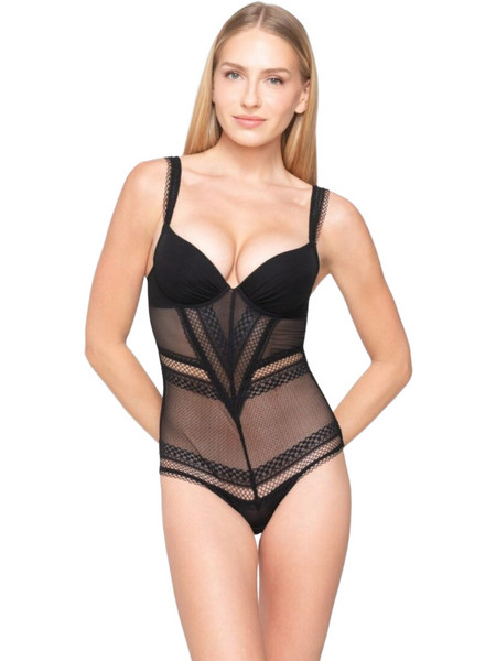 Luna Claire Γυναικείο Κορμάκι Slip με Τιραντάκι & Δαντέλα Μαύρο 86600