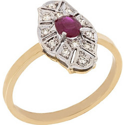 Million Diamonds Γυναικείο Δαχτυλίδι Ροζέτα από Xρυσό & Ασήμι 14K με Διαμάντι & Ρουμπίνι ANT08224
