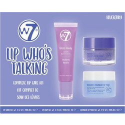 W7 Lip Who's Talking Blueberry Lip Scrub 15gr + Gloss Away Blueberry Lip Balm 10gr + Blueberry Overnight Lip Mask 12gr