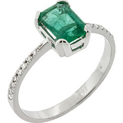 Million Diamonds Γυναικείο Δαχτυλίδι Ροζέτα από Λευκόχρυσο 18K με Σμαράγδι RL18833