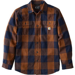 Carhartt Ανδρικό Πουκάμισο Βαμβακερό Καρό Μακρυμάνικο Κανονική Γραμμή Καφέ Navy Μπλε 107013-RDK