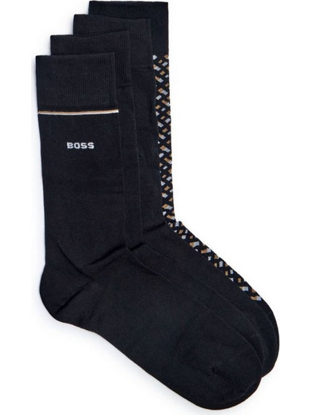 Hugo Boss Ανδρικές Κάλτσες Ψηλές με Σχέδια Μαύρες 4Pack 50524322-002