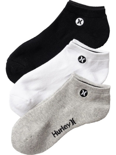 Hurley Ανδρικές Κάλτσες Κοντές με Σχέδια Μαύρες Λευκές Γκρι 3Pack MSO000069-HMLT