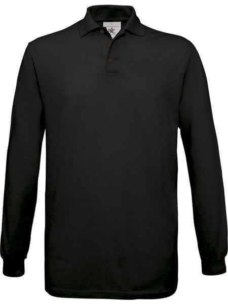 B&C Collection Ανδρική Μπλούζα Polo Μακρυμάνικη Μαύρη PU414