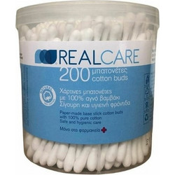 Real Care Μπατονέτες Βαμβακερές Χάρτινες 200τμχ
