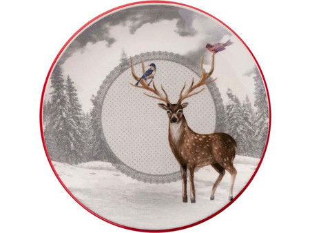 Hermia Deer Winter Πιάτα Ρηχά Πορσελάνης 25.5cm 6τμχ 471PST1112