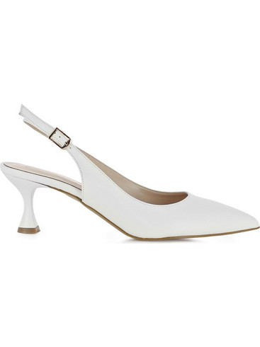 Guy Laroche Γόβες Slingback Δερμάτινες με Λεπτό Χαμηλό Τακούνι Λευκές S514S2600510