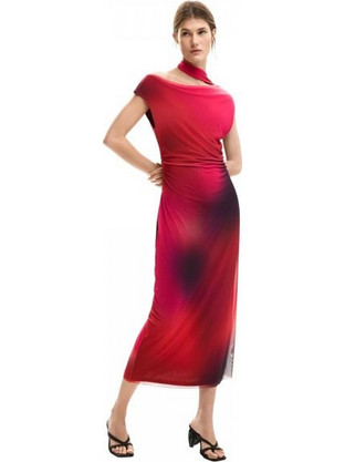 Desigual Maine Maxi Καλοκαιρινό Φόρεμα για Γάμο / Βάπτιση Κόκκινο 26SWVK19-3098