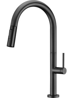 Pyramis Linette 095301201 Μπαταρία Κουζίνας Πάγκου Διπλής Παροχής Ανάμεικτη με Ντουζ Μαύρη