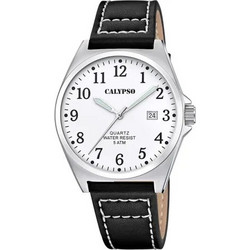 Calypso Ανδρικό Ρολόι με Μαύρο Δερμάτινο Λουράκι K5868/1