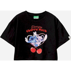 Benetton Lilo & Stitch Παιδικό Crop Top Κοντομάνικο Μαύρο 3I1XC10SS-100