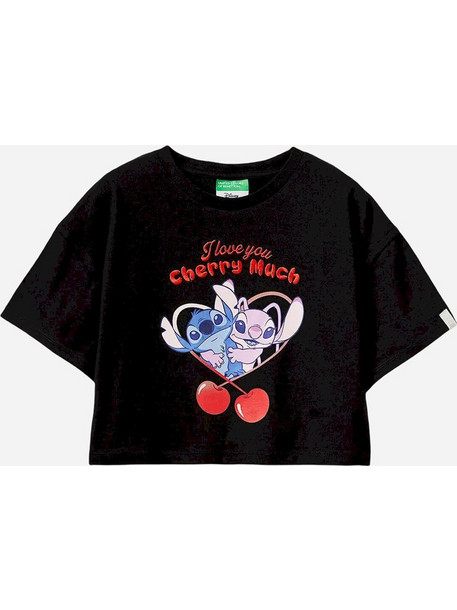 Benetton Lilo & Stitch Παιδικό Crop Top Κοντομάνικο Μαύρο 3I1XC10SS-100